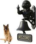 Cast Iron Muscle Dog Welcome Doorbell, Funny Bulldog Doorbell, Dog Middle Finger Decor Dinner Bell, Retro Metal Outdoor Dachshund Hanging Door Bell for Yard Garden by Unknown