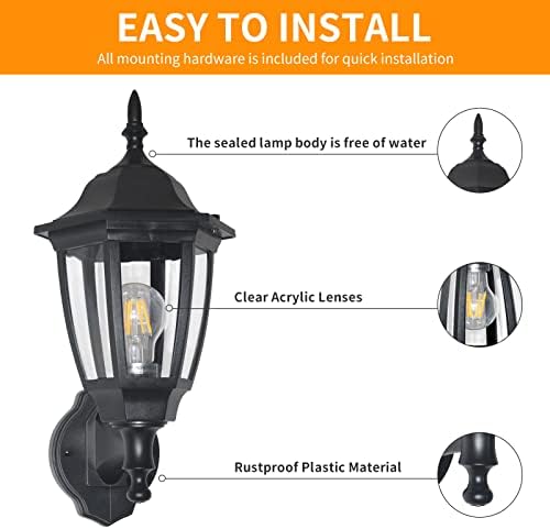 FUDESY Outdoor Wall Lantern, Exterior Wall Sconce Light Fixture, Black - Image 4