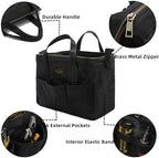 Tool Bag with Zipper, Heavy Duty 16oz Waxed Canvas Wide Mouth Tool Tote Bag, 13-inch Muti-Purpose Storage Tool Pouch with Side Pockets - Image 3