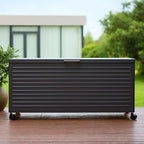 MIRADOR 205 Gallon Outdoor Storage Box with Wheels & Soft-Close Lid, Waterproof Metal Deck Box for Patio Cushions, Garden Tools & Pool Accessories, Charcoal by Mirador