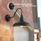 14in Dome Large Outdoor Barn Lights, Black Exterior with Gold Interior Gooseneck Light Fixture, Outside Wall Mount Industrial Sconce for Porch Farmhouse Garage Front Door Patio Entryway - Image 2