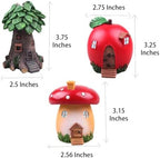 4 Pcs Fairy Garden Fairy House Miniature Figurines Mushroom Apple Tree House Figurines for Garden Decor - Image 2