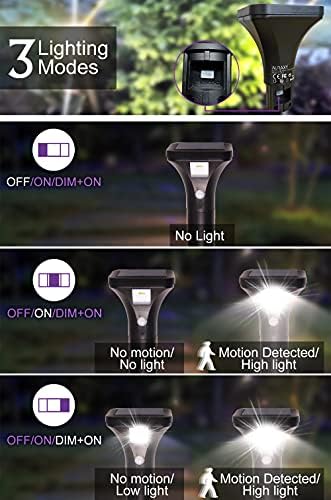 AURAXY LED Solar Powered Motion Sensor Pathway Lights, Battery Powered Outdoor Waterproof Motion Detector Walkway Light, Use for Your House's Yard Backyard Driveway Sidewalk Path Garden etc.(2 Pack) - Image 2