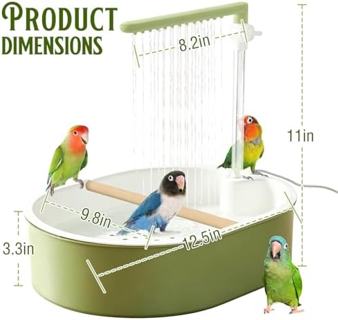 Parrot Bathtub Bird Automatic Bath Shower,Large Bird Shower Fountain Indoor Bathtub with Running Water, Contains USB and Pump,for Pet Birds, African Grey, Cockatiel, Conure, Budgie, Lovebird(Beige) - Image 2