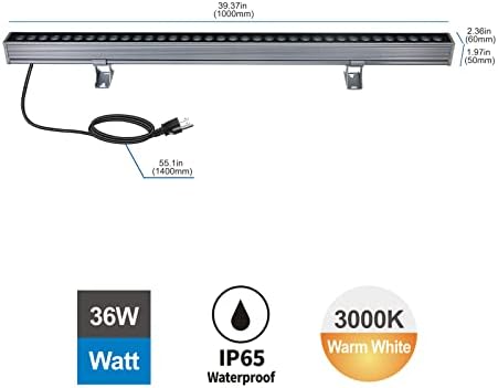 LED Wall Washer Light 36W 3000K Warm White 40in 4800LM Linear Bar - Image 3