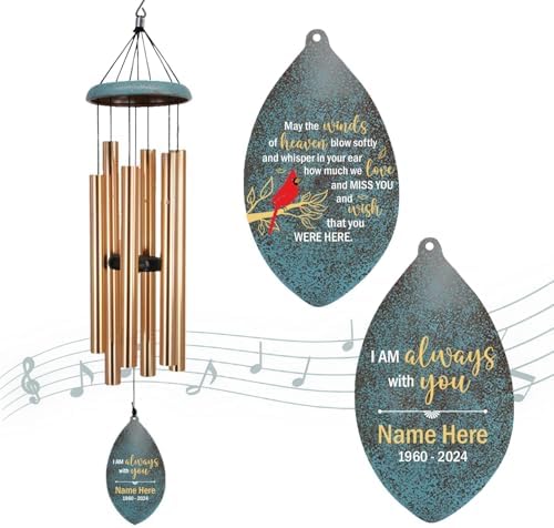 36inch Sympathy Wind Chimes Personalized, Memorial Gifts, Wind Chimes in Loving Memory of Dad/Mom, Wind Chime for Loss of Loved Mom/Dad/Son, Wind Chime Outside by ExtrabilyOfficial