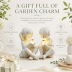 Large Garden Children Statues Light Up Firefly Jar Solar Powered | Set of 2 Figurines | Girl & Boy Garden Yard Art Décor, Indoor & Outdoor Ornament Gifts for Lawn, Patio , 7.5" W x11. 8”H Cream Gift - Image 4