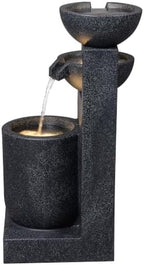 Black Modern Tiered Bowl Fountain, Decorative Water Fountain with LED Lights and Quiet Pump, Indoor Outdoor Water Feature for Patio, Garden, Deck, Balcony, Office and Home Décor - Image 5