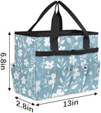 Garden Tool Bag Organizer Garden Tote Bag with Pockets Pattern Small Flowers Tool Storage Organizer Gardening Tool Kit Holder 13" x 6.8" x 2.8" - Image 3