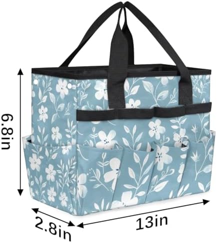Garden Tool Bag Organizer Garden Tote Bag with Pockets Pattern Small Flowers Tool Storage Organizer Gardening Tool Kit Holder 13" x 6.8" x 2.8" - Image 3