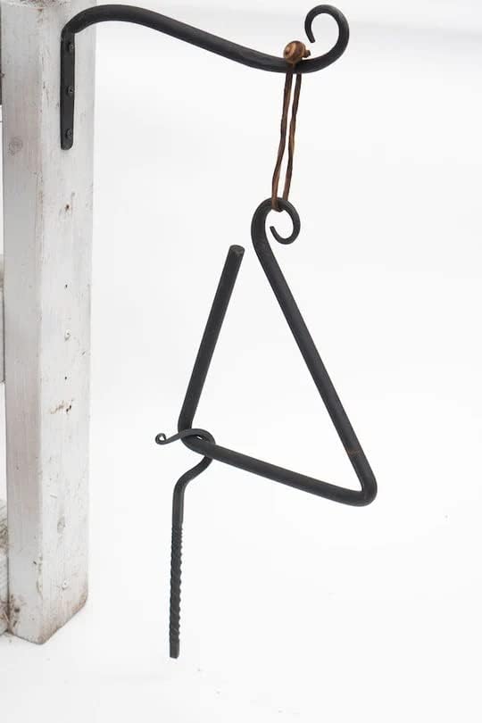 Artisan Owl Cast Iron Triangle Dinner Bell with Striker, Leather Strap & Hanging Bracket - Rustic Home Decor Accent, Decorative for Entryway, Kitchen, Garden, or Patio - Image 2