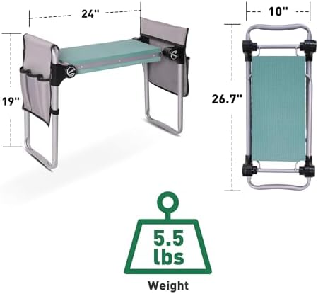Garden Kneeler and Seat Bench Garden Workseat,Upgraded Smart Folding Gardening Bench Widen EVA Foam Kneeling Pad and Detachable Tool Pouch Portable Gardening Stools for Back Yard Outdoor Fishing - Image 7