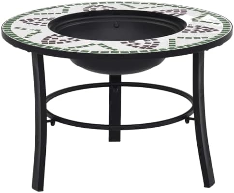 Green Ceramic Fire Pit 26.8 Inch with Steel Bowl and Stand by MNISDFL