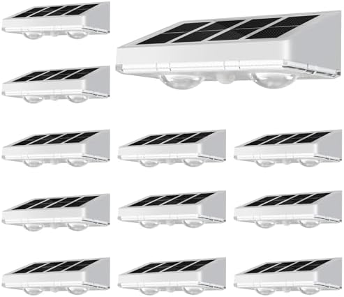 NIORSUN Solar Fence Lights,12 Pack Solars Deck Light,Warm White Color,Outdoor Bulb Waterproof Led IP65,Power Patio Lamp with Lenses for Outside/Backyard/Railing/Yard（White） by NIORSUN