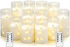 kakoya Flameless LED Candles with Timer 12 Pc Flickering Flameless Candles for Romantic Ambiance and Home Decoration Stable Acrylic Shell,with Embedded Star String，Battery Operated Candles(White) by FLAMELESSCANDLES