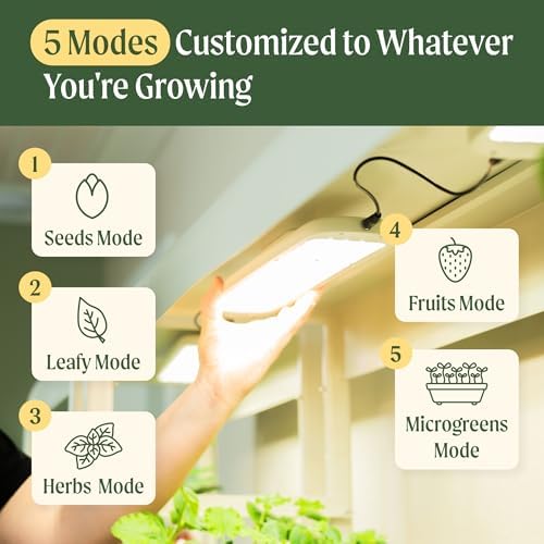Vego Garden Grow Lights for Indoor Plants, Full Spectrum LED Grow Light with Customized 5 Modes for Seed Starting, Leafy, Herbs, Fruits & Microgreens, 4 Packs - Image 5