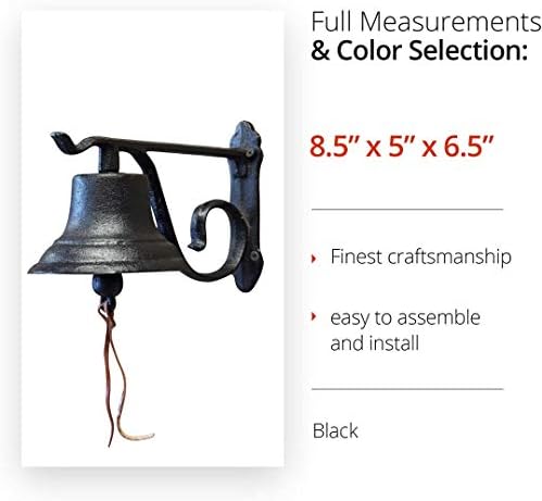 NACH Rustic Cast Iron Doorbell, Small Door Bells for Homes, Dinner Bell, Small Bell, Kitchen Door Bell, Antique Black Doorbell, 8.5x5x6.5 Inches, JS-90-091 - Image 5