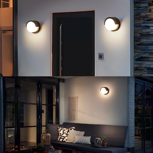 Aiwewin Round Outdoor Sconce Lights, Low Profile Outdoor Porch Lighting, Modern Light Fixtures, 12W 3200K for Patio, Deck(6.7 Inch) - Image 4