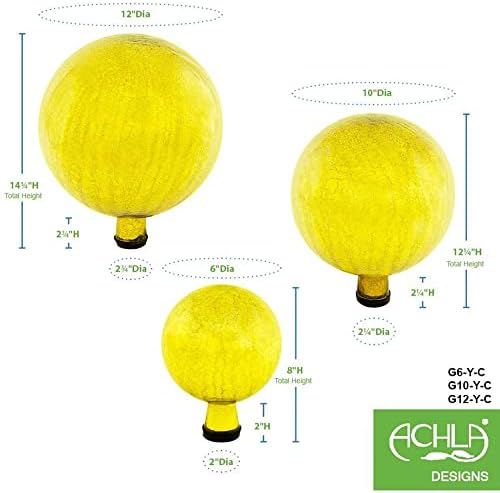 Achla Designs 12-Inch Crackle Gazing Globe Ball, Lemon Drop - Image 4