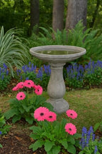 Solid Rock Stoneworks Classic Oval Concrete Birdbath – 24” Tall Outdoor Garden Accent – Heavy-Duty Handcrafted Cement Bird Bath – Weather Resistant Yard Décor – Made in USA- PreAged - Image 4