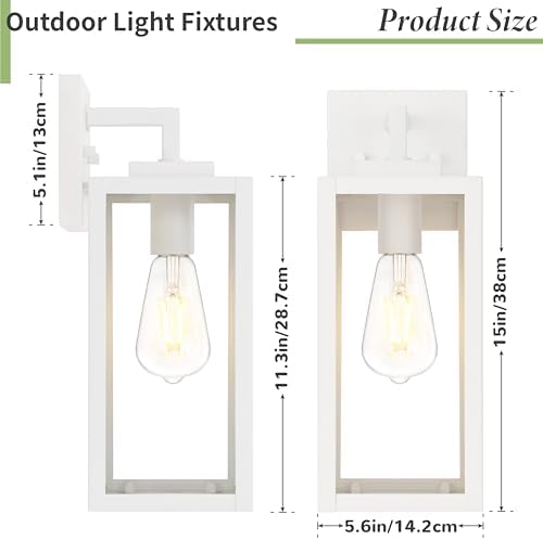 Outdoor Wall Sconces, White Large Exterior Waterproof Wall Lights, 15 inch - Image 5