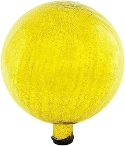 12-Inch Lemon Yellow Glass Gazing Globe, Decorative Reflective Garden Sphere with Stylish Mirror Finish, Perfect Outdoor Yard Ornament for Lawn and Adding Vibrant Color and Shine by Oakestry