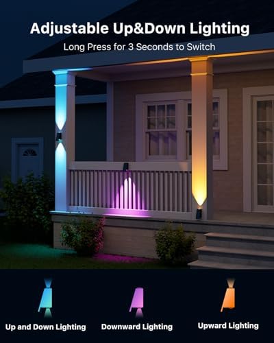 8 Pack Color Changing Solar Powered Fence Wall Lights Up and Down - Image 4