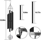Deep Tone wind chimes, ecoeco 32'' Metal Wind Chimes for Outside with 6 Aluminum Tubes & Hook, Memorial Gifts for Loss of Loved One, Sympathy Windchimes for Patio Garden and Home Decor(Black) - Image 2