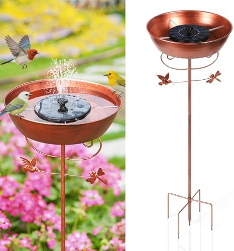 Bird Baths for Outdoors Freestanding Birdbath with Solar Powered Fountain by OYEAL