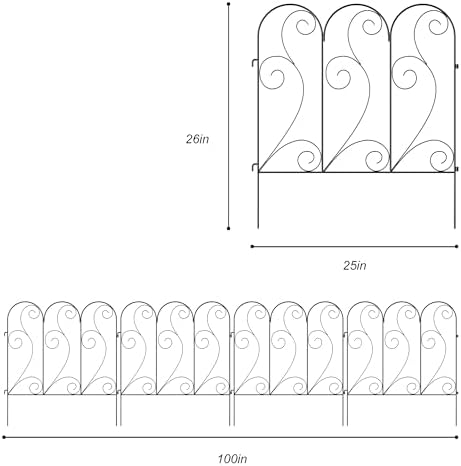 Zhongma Decorative Metal Garden Fence,Pack of 4pcs, Total 26" H x 100" L - Image 3