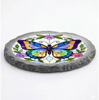 Magnolia Garden 10-Inch Multi-Color Butterfly Stepping Stone - Faux Stained Glass Insect Garden Stone, Weather-Resistant Resin Pathway Accent, Floral Vine Outdoor Yard Decor & Walkway Plaque - Image 3