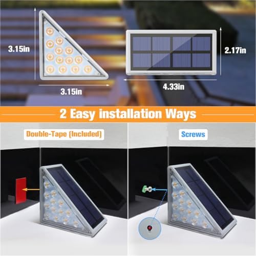VOLISUN Solar Stair Lights 16 Pack, Solar Step Lights Waterproof IP67 - Image 5