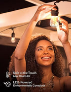 Brightech Ambience Pro - Waterproof LED Outdoor String Lights - 15 Bulbs, Dimmable 2W Vintage Spiral Edison Bulbs - 48 Ft Commercial Grade Patio Lights Cafe Ambience in Your Backyard - Image 5
