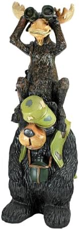 Design Toscano Back Woods Hunting Buddies, Moose and Bear Outdoor Garden Animal Statue, 13 Inch, Resin, Full Color Finish - Image 3