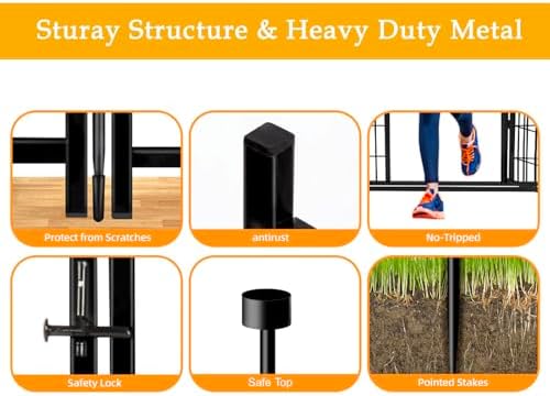 Getlay 32 in(H) Decorative Garden Fence with Gate, 8 Panels Total 17.7 Ft(L) Heavy Duty Iron Animal Barrier Fence for Yard,Suitable for Indoor Pet Or Outdoor Dog Fencing, Garden Border Fence - Image 2
