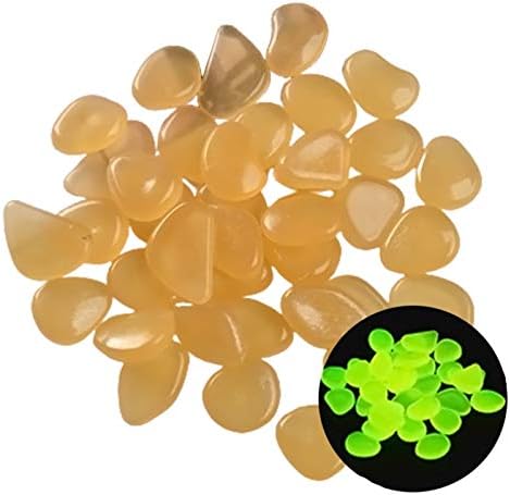 Glowing Stone Yellow Pebbles Glowing Green in The Dark, Luminous Stones for Pavement Decoration in Gardens and Parks, Shiny Plastic Pebbles for Potted Fish Tanks (Size : 300PCS) - Image 2
