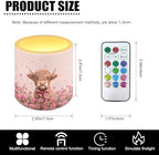 Valentines Day Flickering Flameless Candles with Remote and Timer Battery Operated Candles Pink Rose Highland Cattle Print 4Pcs LED Pillar Tea Lights for Home Decor - Image 3