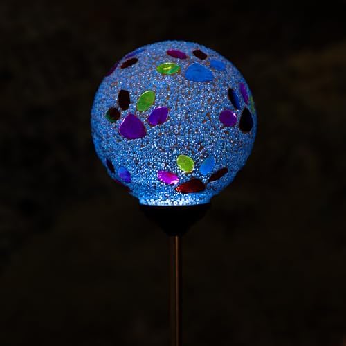 GreaterGood Colorful and Elegant Multicolor Paws Beaded Solar Powered Yard and Garden Decor Stake Outdoor Light (Blue) - Image 2