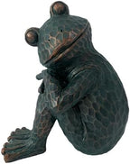 Vintage Verdigris Meditating Frog Garden Statue, 9.8" H - Image 4