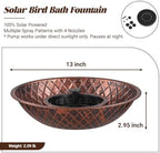 Solar Bird Bath for Outside, 13" Vintage Metal Bird Bath - Image 2