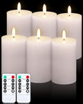 VIHOSE 6 Pack White Flameless Candles Set with Remote and Timer Flickering Flameless Battery Candles Flat Top LED Pillar for Wedding Outdoor Home Festival Decoration(D 3" H 3") by VIHOSE