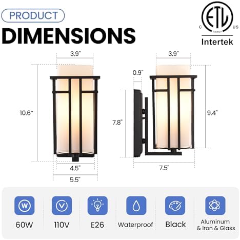 Outdoor Wall Sconce, Anit-Rust Waterproof Exterior Wall Lights - Image 5