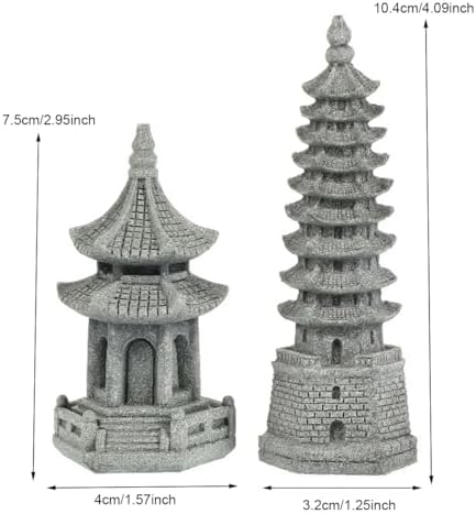 Set of 2 Pagoda Garden Miniature Sculptures - Zen Tower Decor Statues for Indoor and Outdoor Fairy Gardens - Asian Figurines for Chinese Outdoor Pagoda Decor for Home and Garden Enthusiasts - Image 4