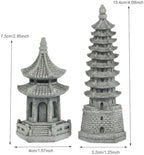 Set of 2 Pagoda Garden Miniature Sculptures - Zen Tower Decor Statues for Indoor and Outdoor Fairy Gardens - Asian Figurines for Chinese Outdoor Pagoda Decor for Home and Garden Enthusiasts - Image 4