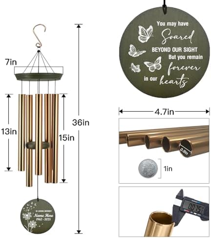 Personalized Memorial Wind Chimes Dandelion Funeral Gifts Patio - Image 5