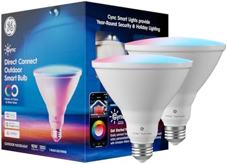 Cync GE PAR38 Color Changing Smart Outdoor Flood Light Bulbs, 2-Pack by CYNCSmartHome
