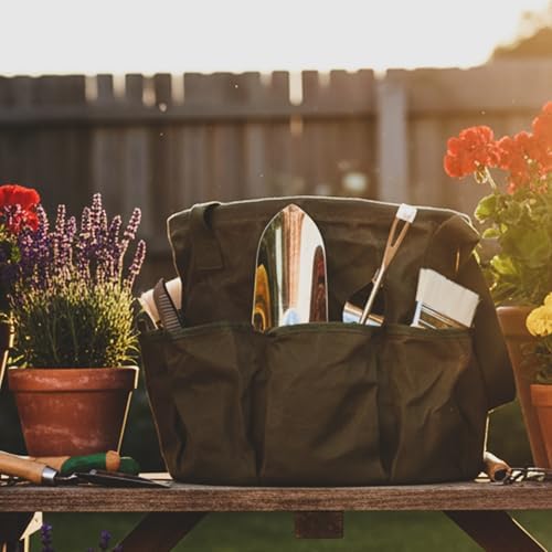 Heavy Duty Self-Standing Tool Bag with 8 Pockets, 8-Gallon Manually Collapsible for Garden/Camping/Car Trunk Storage | ArmyGreen - Image 5