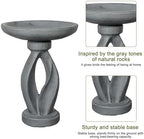 SKYFIRE 21.85 Inch Tall Pedestal Bird Bath, Fibre Reinforced Concrete Birdbath with Twisted Base, Weather Resistant & Durable Bird Bath for Garden Patio Lawn Backyard, Gray - Image 4