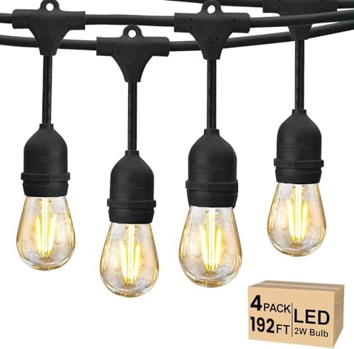 Svater 192 FT Outdoor String Lights 2W S14 LED Commercial Grade Waterproof by Svater