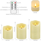 kakoya Flameless LED Candles Battery Operated with Remote and Timer,Flickering Electric Fake Plastic Pillar Candles Set of 24(D3 x H 3" 4" 5") Ivory - Image 5